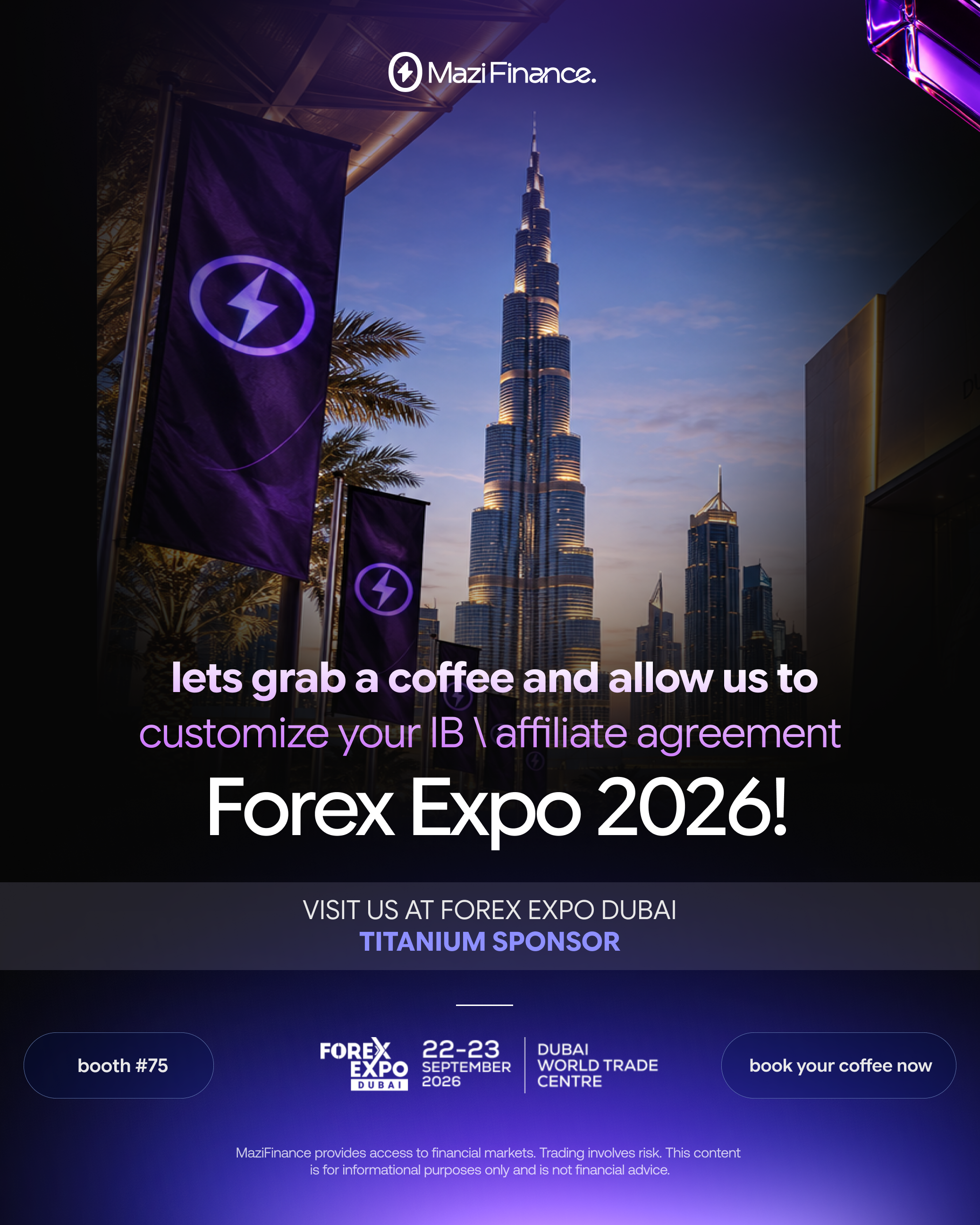 MaziFinance English feed post — let's grab a coffee