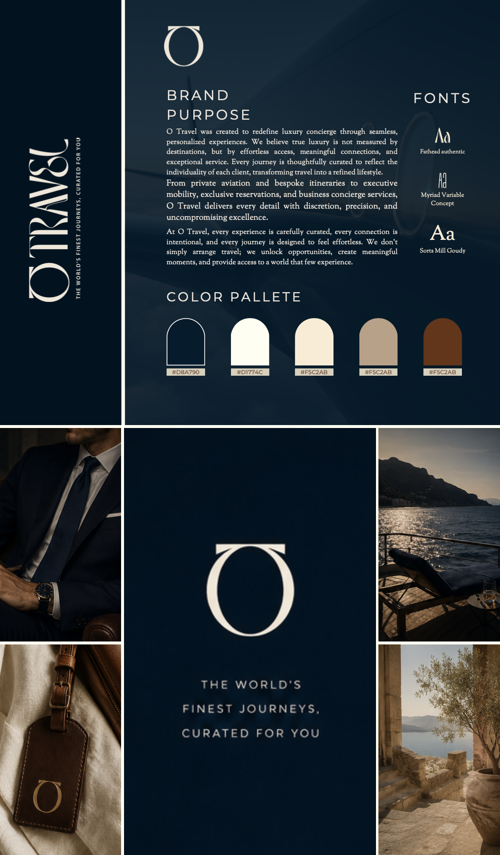 Otravel direction board — sand, leather, monogram, interiors